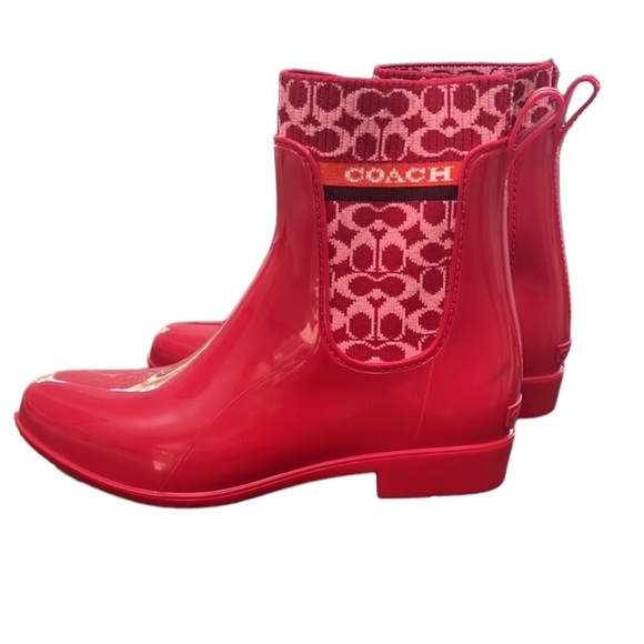 Coach Rivington Rain Bootie in Candy Apple Red – Sz 8 - Picture 9 of 11